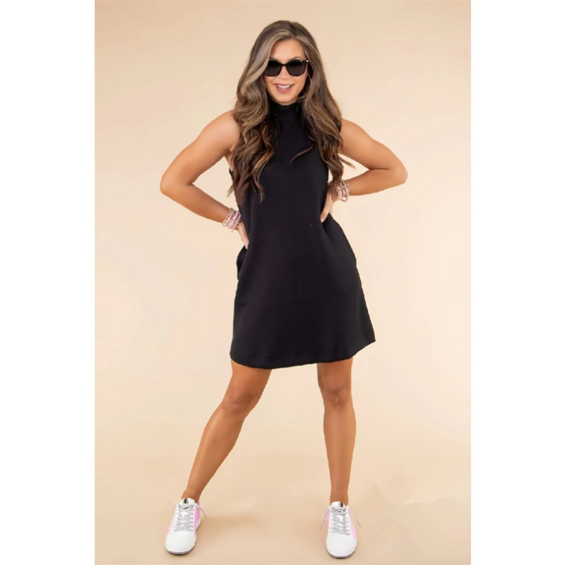 vestido Midi feminino confortável e respirável sem mangas