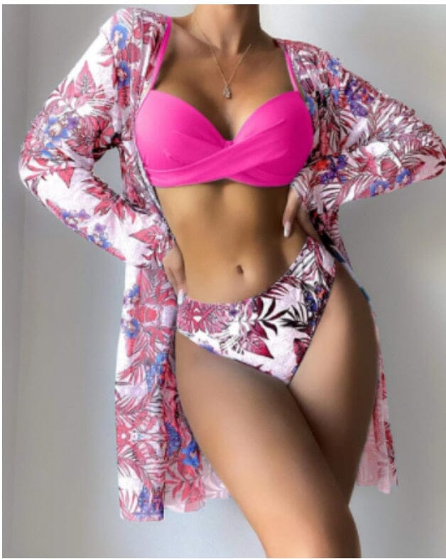 Conjunto Moda Praia Biquíni + Saída Grátis 0 loja Zene Pink P 