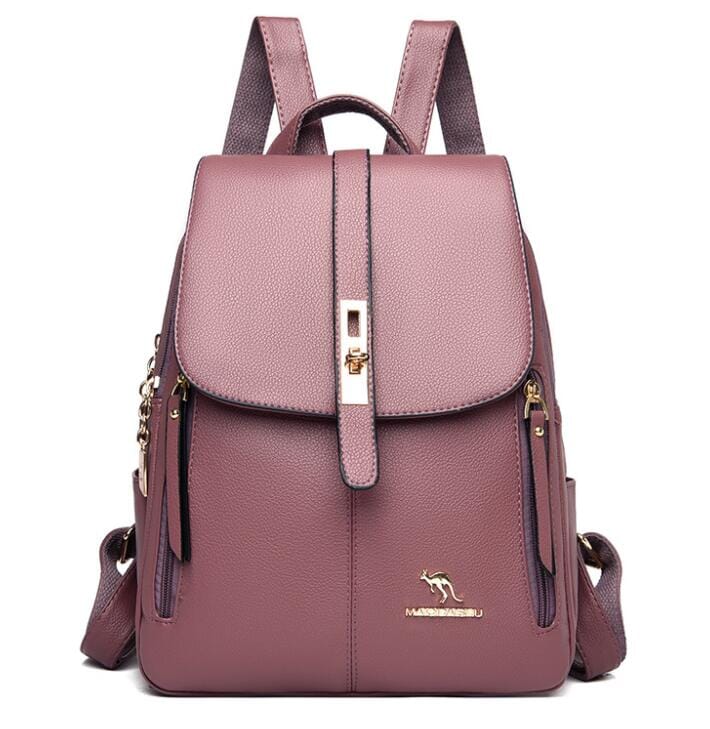 Mochila Feminina de Couro Executiva loja Zene Roxo 